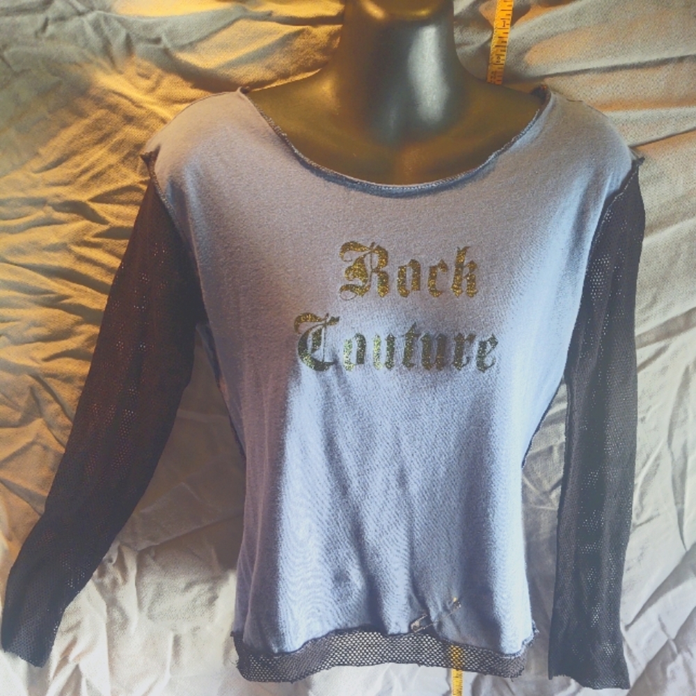Bongo MD Cornflower blue Rock Couture fishnet sleeve tee vintage